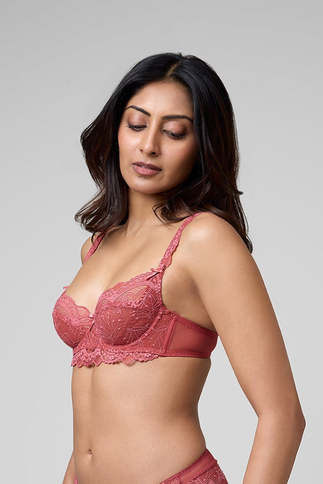 Peach Elegant Lace Bra
