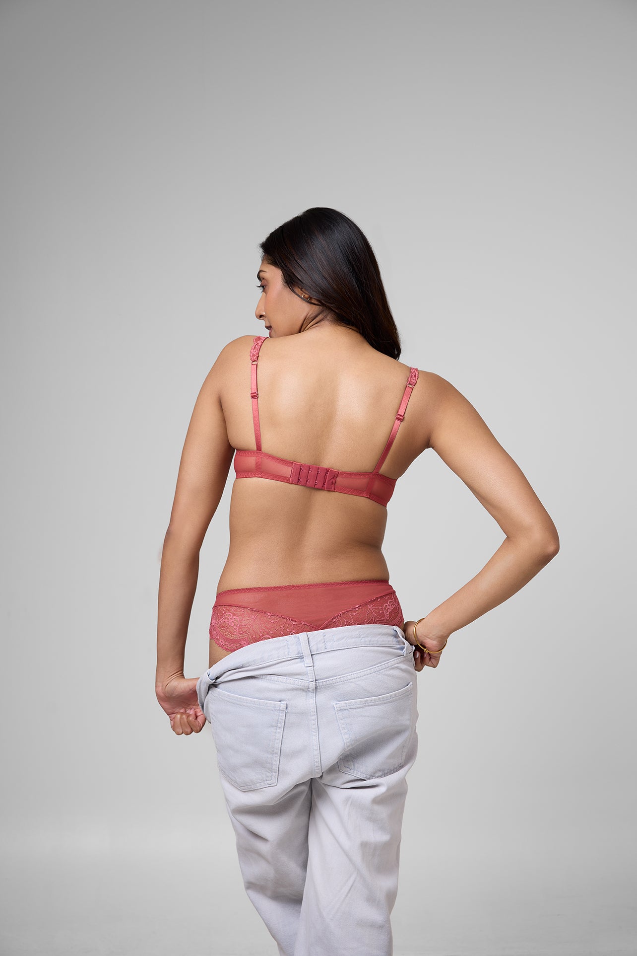 Peach Elegant Lace Underwear